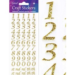NEW! Eleganza Gold Sparkly Self Adhesive Number Stickers With Stylised Font ~ A 60 Piece Set For Gift Packaging, Scrapbooking, Card Making & More
